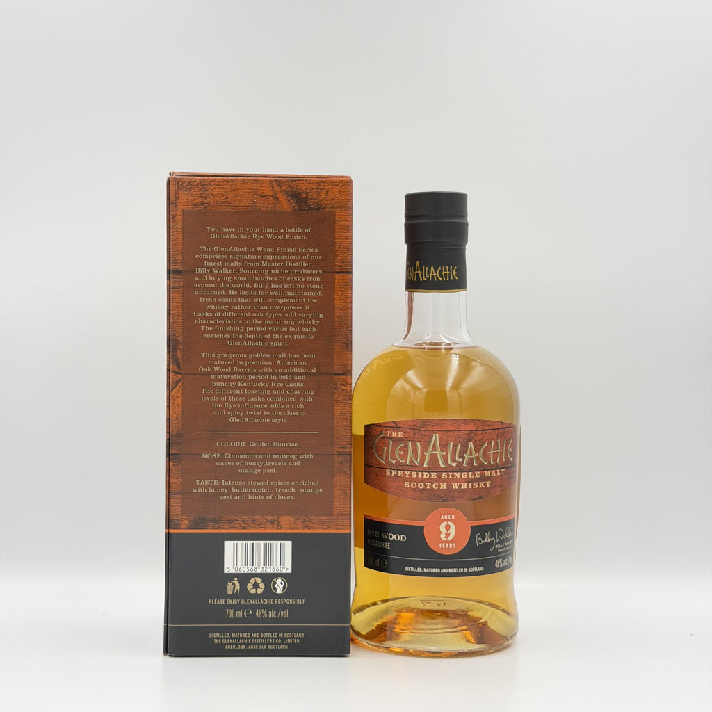The GlenAllachie 9 Year Old Rye Wood Finish Speyside Single Malt Scotch Whisky 700ml